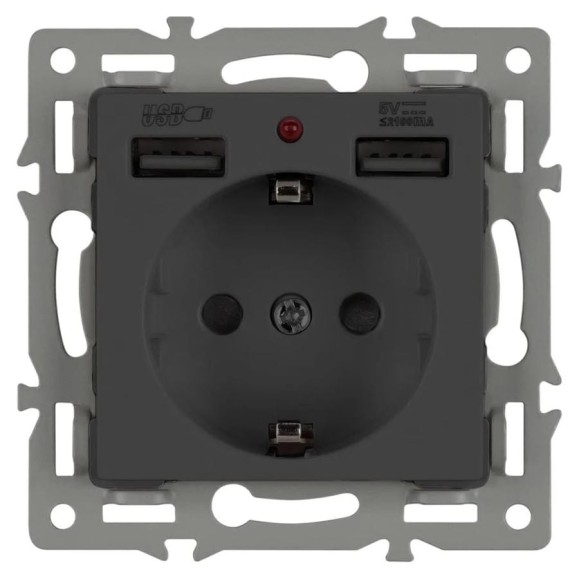 Механизм розетки с USB зарядкой Arlight SCT-MUAA-PL-BK 1шт 043734 Механизм розетки с USB зарядкой Arlight SCT-MUAA-PL-BK 1шт 043734
