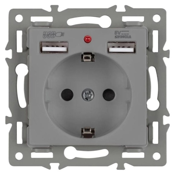 Механизм розетки с USB зарядкой Arlight SCT-MUAA-PL-GR 1шт 043735 Механизм розетки с USB зарядкой Arlight SCT-MUAA-PL-GR 1шт 043735