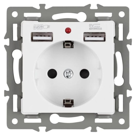 Механизм розетки с USB зарядкой Arlight SCT-MUAA-PL-WH 1шт 043733 Механизм розетки с USB зарядкой Arlight SCT-MUAA-PL-WH 1шт 043733