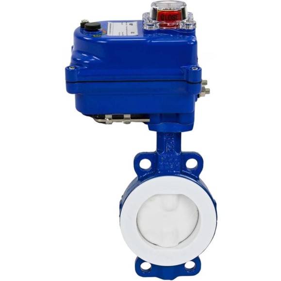 Затвор DN.ru WCB-WCB-PTFE-PTFE-Fb-H Ду50 Ру16 футерованный с электроприводом 003 blue 12В D050-59348 Затвор DN.ru WCB-WCB-PTFE-PTFE-Fb-H Ду50 Ру16 футерованный с электроприводом 003 blue 12В D050-59348