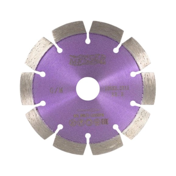 Диск алмазный сегментный G/M по граниту 125D-2.2T-12W-10S-22.2 MESSER 01-14-125 Диск алмазный сегментный G/M по граниту 125D-2.2T-12W-10S-22.2 MESSER 01-14-125