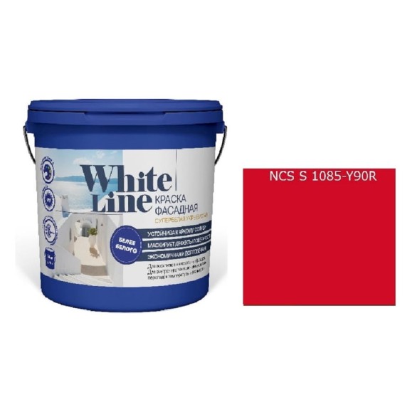 Краска фасадная ВД White Line 1085 Y 90 R, ведро 2,7 л, 3,4 кг 4690417130665 Краска фасадная ВД White Line 1085 Y 90 R, ведро 2,7 л, 3,4 кг 4690417130665