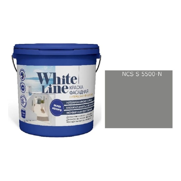 Краска фасадная ВД White Line 5500 N, ведро 16 л, 20,2 кг 4690417120215 Краска фасадная ВД White Line 5500 N, ведро 16 л, 20,2 кг 4690417120215