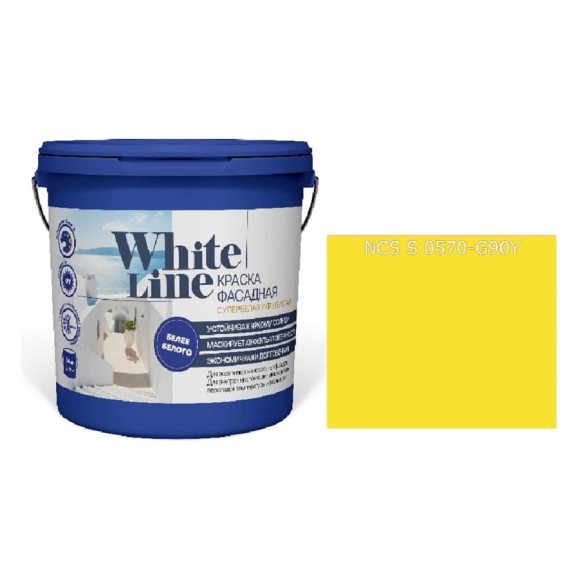 Краска WL White Line ВД фасадная S 0570 G 90 Y (вед 4,5 л/5,6 кг) 4690417119547 Краска WL White Line ВД фасадная S 0570 G 90 Y (вед 4,5 л/5,6 кг) 4690417119547