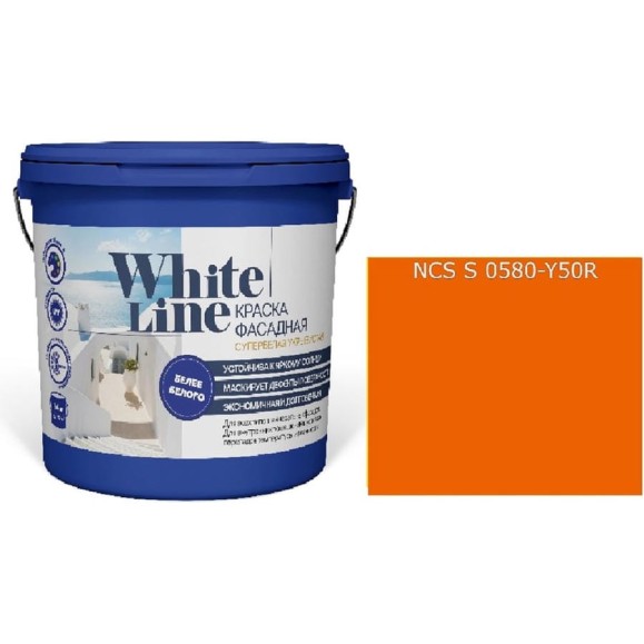 Краска WL White Line ВД фасадная S 0580 Y 50 R (вед 2,7 л/3,4 кг) 4690417119387 Краска WL White Line ВД фасадная S 0580 Y 50 R (вед 2,7 л/3,4 кг) 4690417119387