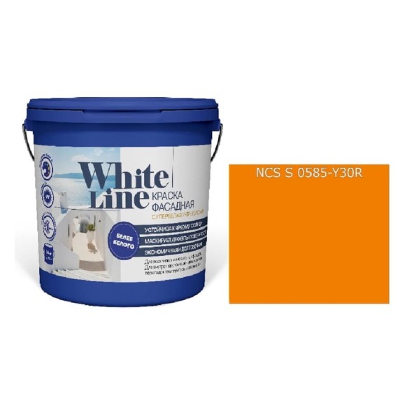 Краска WL White Line ВД фасадная S 0585 Y 30 R (вед 4,5 л/5,6 кг) 4690417119448 Краска WL White Line ВД фасадная S 0585 Y 30 R (вед 4,5 л/5,6 кг) 4690417119448