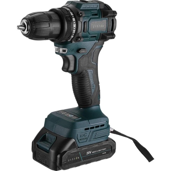 Дрель-шуруповерт аккумуляторная бесщеточная Zitrek Greenpower 20 PRO 20В, 1x2.0Ач 085-1313 Дрель-шуруповерт аккумуляторная бесщеточная Zitrek Greenpower 20 PRO 20В, 1x2.0Ач 085-1313