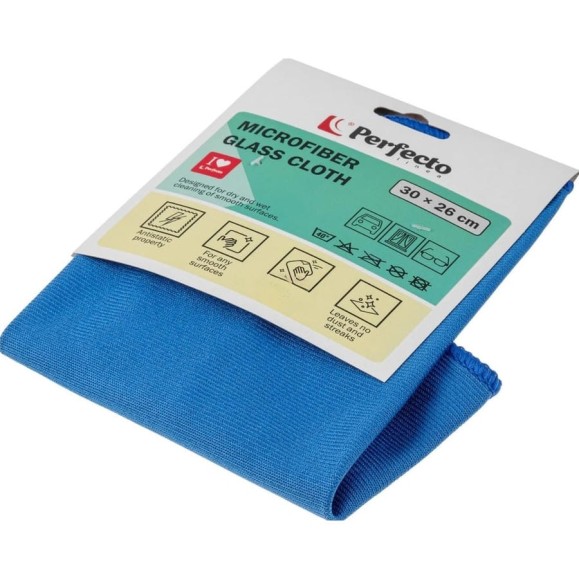 Салфетка из микрофибры PERFECTO LINEA Solid (Cолид) 1 шт, 30x26 см, для стекол и зеркал 45-300111