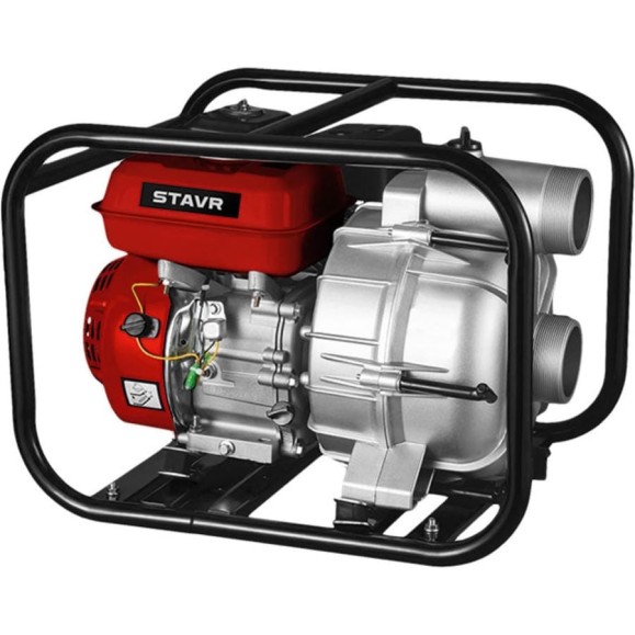 Мотопомпа Ставр бензиновая, D=80мм, Stavr SMP 80DW, для грязной воды, 4т ДВС 212см³, 6620Вт (9 л.с), 1100л/мин, глубина 8м, напор 25м, 9070600106