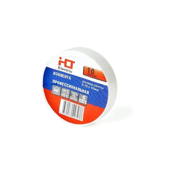 Изолента HLT ПВХ 0,15x19мм 10м упаковка 10 шт. белая 084-16-070 Изолента HLT ПВХ 0,15x19мм 10м упаковка 10 шт. белая 084-16-070