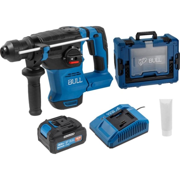 Аккумуляторный перфоратор BULL CBH 1826 Xcase, XLTpro, бесщеточный, 18 В, 2.6 Дж, 26 мм, 1x4 А*ч, з/у 1333735 Аккумуляторный перфоратор BULL CBH 1826 Xcase, XLTpro, бесщеточный, 18 В, 2.6 Дж, 26 мм, 1x4 А*ч, з/у 1333735