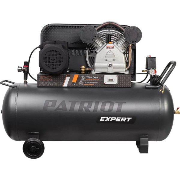 Компрессор Patriot KRX 700 L200 D, поршневой, ременной, масляный, 700 л/мин, 200 л, 10 бар, 4 кВт, 400 В 545302345
