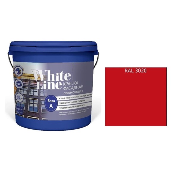 Краска White Line WL ВД фасадная силиконовая RAL 3020 (вед 16 л/20,5 кг) 4690417118311 Краска White Line WL ВД фасадная силиконовая RAL 3020 (вед 16 л/20,5 кг) 4690417118311
