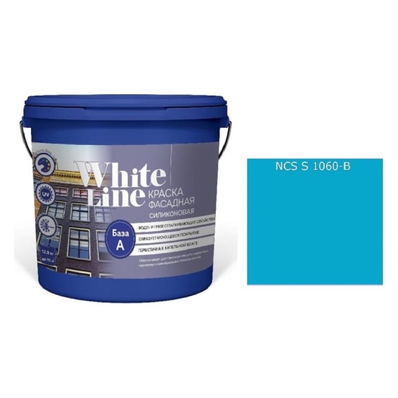 Краска White Line WL ВД фасадная силиконовая S 1060 B (вед 9 л/12,8 кг) 4690417117253 Краска White Line WL ВД фасадная силиконовая S 1060 B (вед 9 л/12,8 кг) 4690417117253