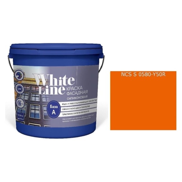 Краска White Line WL ВД фасадная силиконовая S 0580 Y 50 R (вед 16 л/20,5 кг) 4690417116614 Краска White Line WL ВД фасадная силиконовая S 0580 Y 50 R (вед 16 л/20,5 кг) 4690417116614