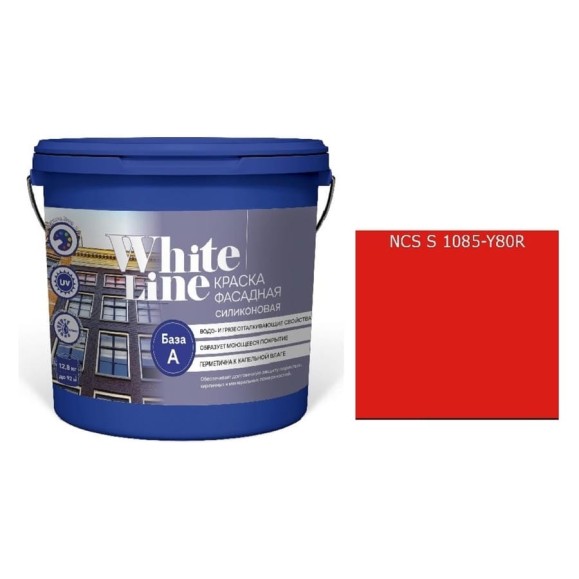 Краска White Line WL ВД фасадная силиконовая S 1085 Y 80 R (вед 9 л/11,5 кг) 4690417117550 Краска White Line WL ВД фасадная силиконовая S 1085 Y 80 R (вед 9 л/11,5 кг) 4690417117550