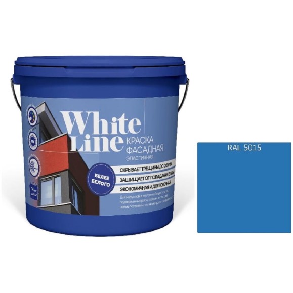 Краска White Line ВД эластичная RAL 5015 Небесно-голубой ведро 4,5 л, 5,7 кг 4690417115648 Краска White Line ВД эластичная RAL 5015 Небесно-голубой ведро 4,5 л, 5,7 кг 4690417115648