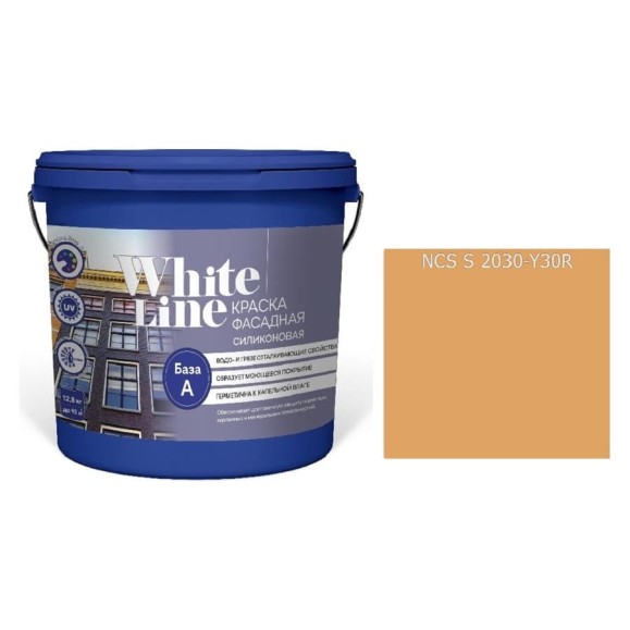 Краска White Line WL ВД фасадная силиконовая S 2030 Y 30 R (вед 2,7 л/3,4 кг) 4690417117734 Краска White Line WL ВД фасадная силиконовая S 2030 Y 30 R (вед 2,7 л/3,4 кг) 4690417117734