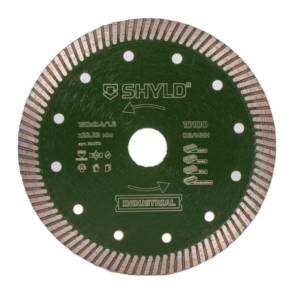 Алмазный сегментный круг SHYLD по бетону, кирпичу, камню 150x22,23 мм 6692572 Алмазный сегментный круг SHYLD по бетону, кирпичу, камню 150x22,23 мм 6692572
