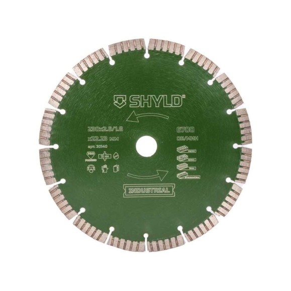 Алмазный сегментный круг SHYLD по бетону, кирпичу, камню 230x22,23 мм 6692541 Алмазный сегментный круг SHYLD по бетону, кирпичу, камню 230x22,23 мм 6692541
