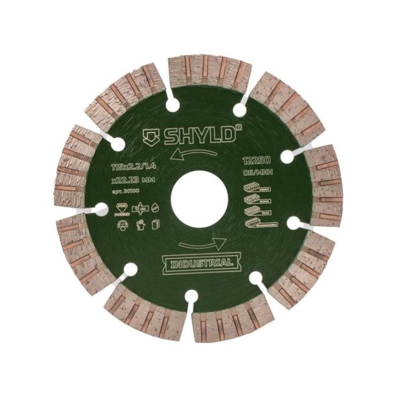 Алмазный сегментный круг SHYLD по бетону, кирпичу, камню 115x22,23 мм 6692538