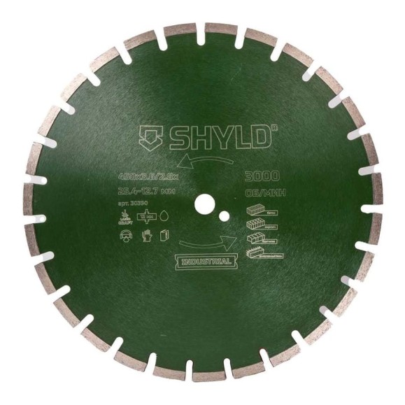 Алмазный сегментный круг SHYLD по бордюрному бетону, тротуарной плитке 450x25,4 мм 6692565 Алмазный сегментный круг SHYLD по бордюрному бетону, тротуарной плитке 450x25,4 мм 6692565