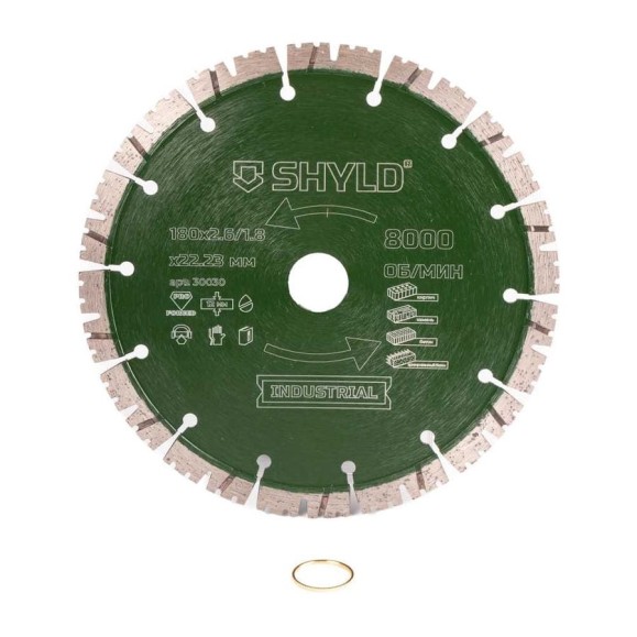 Алмазный сегментный круг SHYLD универсальный по стройматериалам 180x22,23 мм 6692532 Алмазный сегментный круг SHYLD универсальный по стройматериалам 180x22,23 мм 6692532