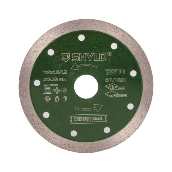Алмазный сплошной круг SHYLD по керамограниту и плитке 125x22,23 мм 6692550 Алмазный сплошной круг SHYLD по керамограниту и плитке 125x22,23 мм 6692550