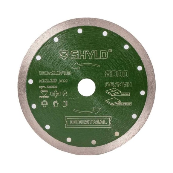Алмазный сплошной круг SHYLD по керамограниту и плитке 180x22,23 мм 6692552 Алмазный сплошной круг SHYLD по керамограниту и плитке 180x22,23 мм 6692552