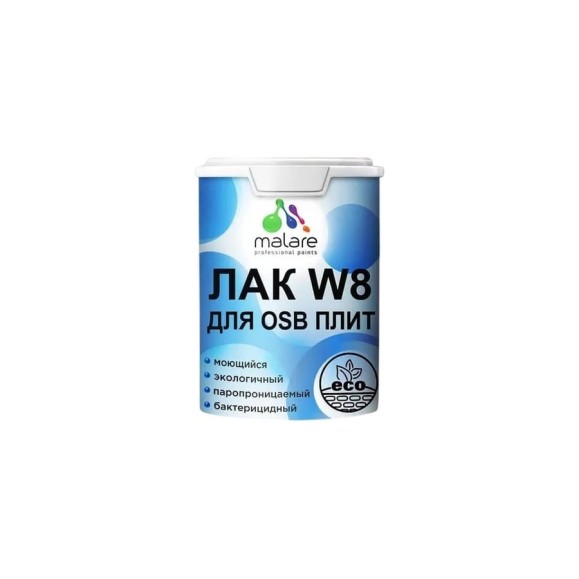 Лак MALARE колерованный укрывной для защиты ОСБ плит W8 универсальный для дерева и минеральных поверхностей, без запаха, полуглянцевый RAL 9005 черный, 0.9 кг. ЛВКОСБ9005ПГ0090 Лак MALARE колерованный укрывной для защиты ОСБ плит W8 универсальный для дерева и минеральных поверхностей, без запаха, полуглянцевый RAL 9005 черный, 0.9 кг. ЛВКОСБ9005ПГ0090