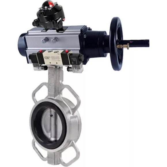 Затвор DN.ru 304-304-VITON-2W-Fb Ду125 Ру16, пневмопривод, пневмораспределитель, БКВ D050-65006 Затвор DN.ru 304-304-VITON-2W-Fb Ду125 Ру16, пневмопривод, пневмораспределитель, БКВ D050-65006