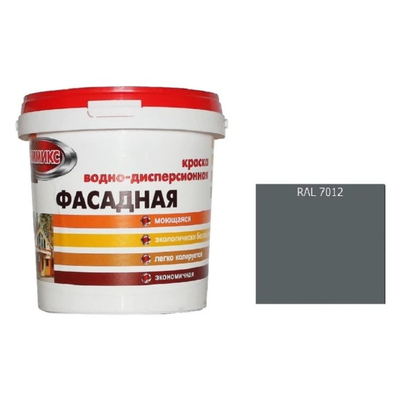 Краска ВД для нар/работ моющаяся Эммикс RAL 7012 (вед 4,5 л/6,3 кг) 4690417121908 Краска ВД для нар/работ моющаяся Эммикс RAL 7012 (вед 4,5 л/6,3 кг) 4690417121908