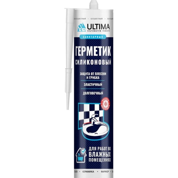 Силиконовый санитарный герметик Ultima S бесцветный 280ml H0803 Силиконовый санитарный герметик Ultima S бесцветный 280ml H0803
