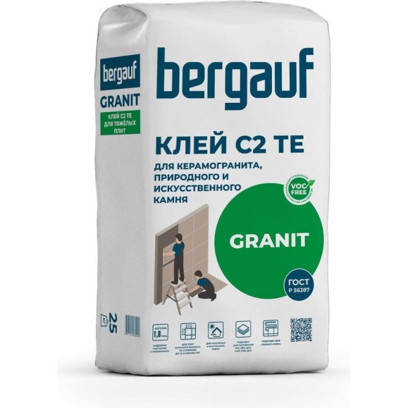 Клей Bergauf Granit для керамогранита, природного и искусственного камня, 25 кг 00210 Клей Bergauf Granit для керамогранита, природного и искусственного камня, 25 кг 00210