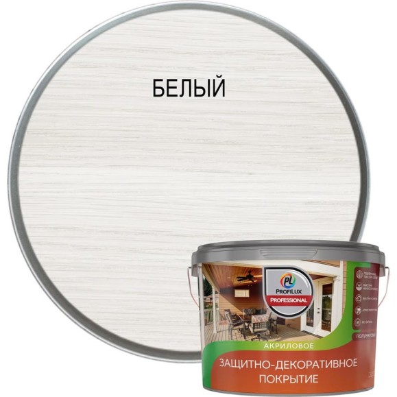 Лак акриловый защитно-декоративный Profilux Professional белый 9 л МП00-011852 Лак акриловый защитно-декоративный Profilux Professional белый 9 л МП00-011852