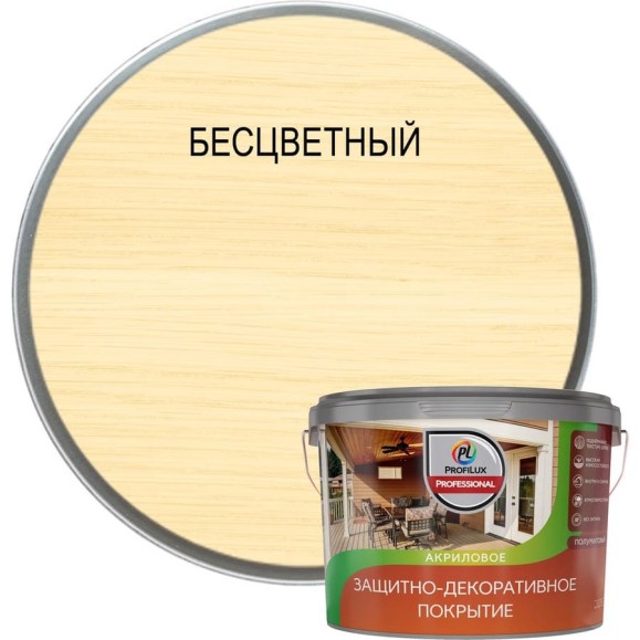Лак акриловый защитно-декоративный Profilux Professional бесцветный 9 л МП00-011844 Лак акриловый защитно-декоративный Profilux Professional бесцветный 9 л МП00-011844