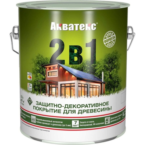 Защитно-декоративное покрытие для дерева АКВАТЕКС АКВ 2 в 1 полуматовое, палисандр, 2.7 л 257217 Защитно-декоративное покрытие для дерева АКВАТЕКС АКВ 2 в 1 полуматовое, палисандр, 2.7 л 257217
