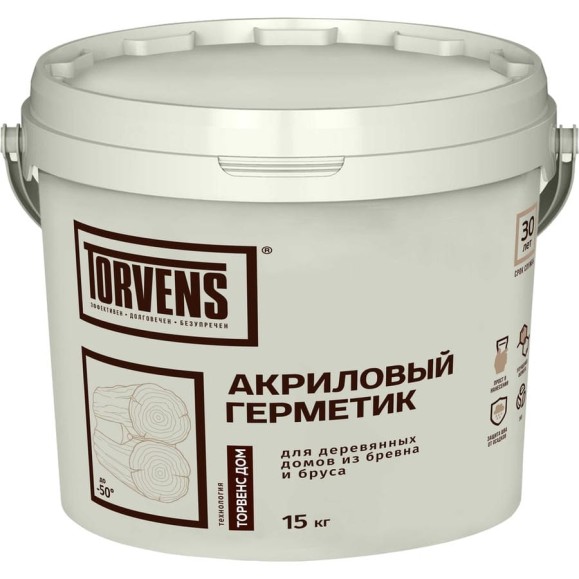 Герметик для дерева Torvens слоновая кость, 10 л, 15 кг 00-00009990 Герметик для дерева Torvens слоновая кость, 10 л, 15 кг 00-00009990