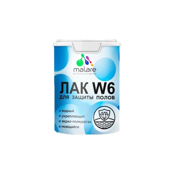 Лак MALARE колерованный укрывной для защиты пола W6 для дерева и минеральных поверхностей, водный, без запаха, полуглянцевый RAL 9005 черный, 0.5 кг. ЛВКПОЛ9005ПГ0050 Лак MALARE колерованный укрывной для защиты пола W6 для дерева и минеральных поверхностей, водный, без запаха, полуглянцевый RAL 9005 черный, 0.5 кг. ЛВКПОЛ9005ПГ0050