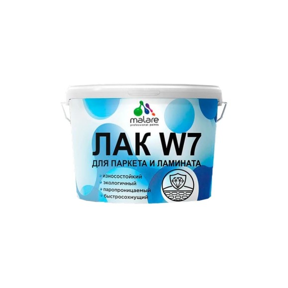 Лак MALARE колерованный укрывной для паркета и ламината W7 для дерева и минеральных поверхностей, полуглянцевый RAL 3020 красный, 9 кг. ЛВКПРКТ3020ПГ0900 Лак MALARE колерованный укрывной для паркета и ламината W7 для дерева и минеральных поверхностей, полуглянцевый RAL 3020 красный, 9 кг. ЛВКПРКТ3020ПГ0900