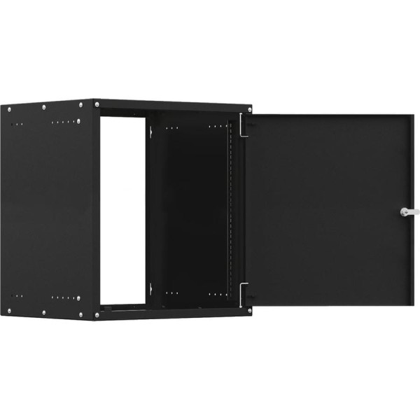 Шкаф настенный телекоммуникационный NTSS LIME 12U 550х450х635мм, 2 профиля 19, дверь сплошная металл, боковые стенки несъемные, разобранный, черный RAL 9005 NTSS-WL12U5545FD-BL