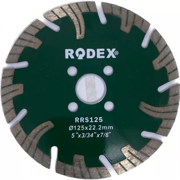 Алмазный турбодиск отрезной с длинными сегментами RODEX 125х22.2 мм RRS125