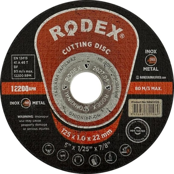 Отрезной круг по металлу RODEX 125x1.0x22мм SRN10125