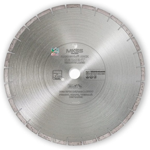 Диск алмазный по граниту Segment Granite Laser MKSS Toolbox SS0104 400x10x25.4мм SS01040400 Диск алмазный по граниту Segment Granite Laser MKSS Toolbox SS0104 400x10x25.4мм SS01040400