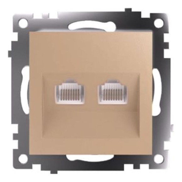 Механизм розетки компьютерной 2-местной STEKKER RJ-45, GLS00-7109-08, серия Катрин, золото, 50009 Механизм розетки компьютерной 2-местной STEKKER RJ-45, GLS00-7109-08, серия Катрин, золото, 50009