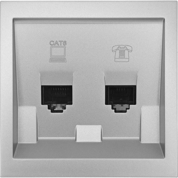 Розетка Lezard ZIMA компьютер+телефон, серый матовый, с модулем Cat 6 704-7488-144 Розетка Lezard ZIMA компьютер+телефон, серый матовый, с модулем Cat 6 704-7488-144