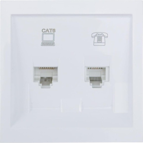 Розетка Lezard ZIMA компьютер+телефон, белая, с модулем Cat 6 704-0288-144 Розетка Lezard ZIMA компьютер+телефон, белая, с модулем Cat 6 704-0288-144