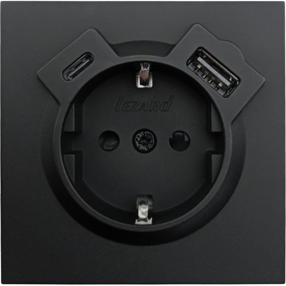 Розетка Lezard ZIMA с заземлением TC + USB разъем, черный бархат 704-4288-181TC Розетка Lezard ZIMA с заземлением TC + USB разъем, черный бархат 704-4288-181TC