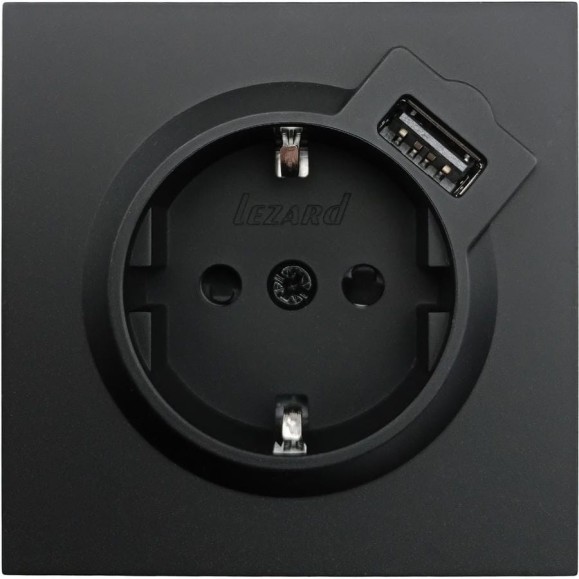 Розетка Lezard ZIMA с заземлением + USB разъем, черный бархат 704-4288-181 Розетка Lezard ZIMA с заземлением + USB разъем, черный бархат 704-4288-181
