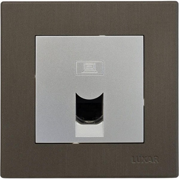 Розетка компьютерная Luxar Mosaic с/у RJ-45 серебро/титан с рамкой (20.045.02) 4606400430513